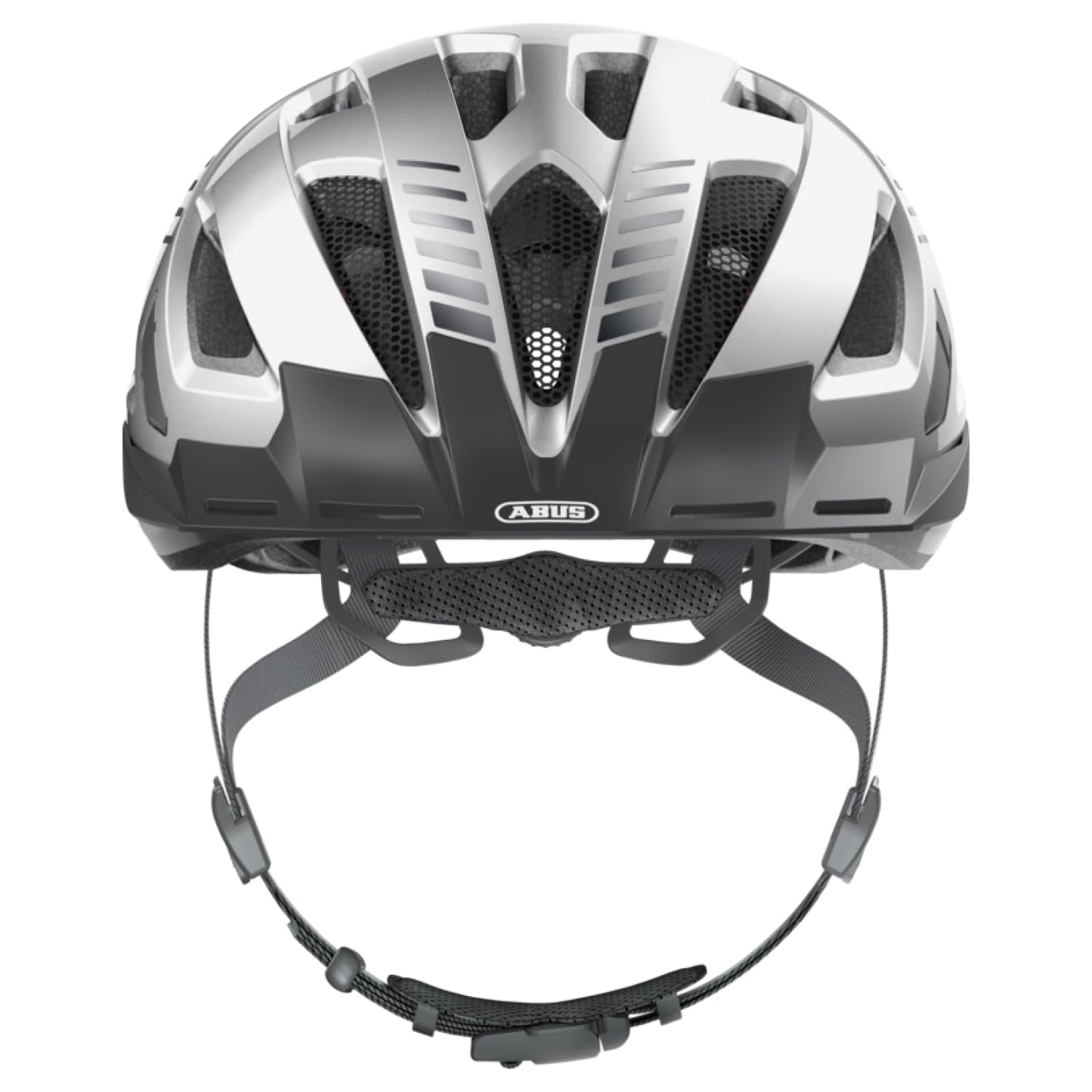 ABUS city helmet Urban-I 3.0 - bicycle helmet with rear light, peak and magnetic fastener - for men and women - silver, size S - 86874