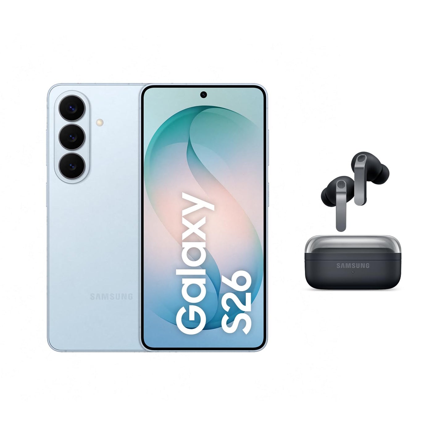 Samsung Galaxy S26 AI smartphone with Galaxy AI, no contract, mobile phone with Android, 12 GB RAM, 256 GB storage, AP processor, Sky Blue, 3 year manufacturer's warranty, incl. Galaxy Buds4 Pro Black