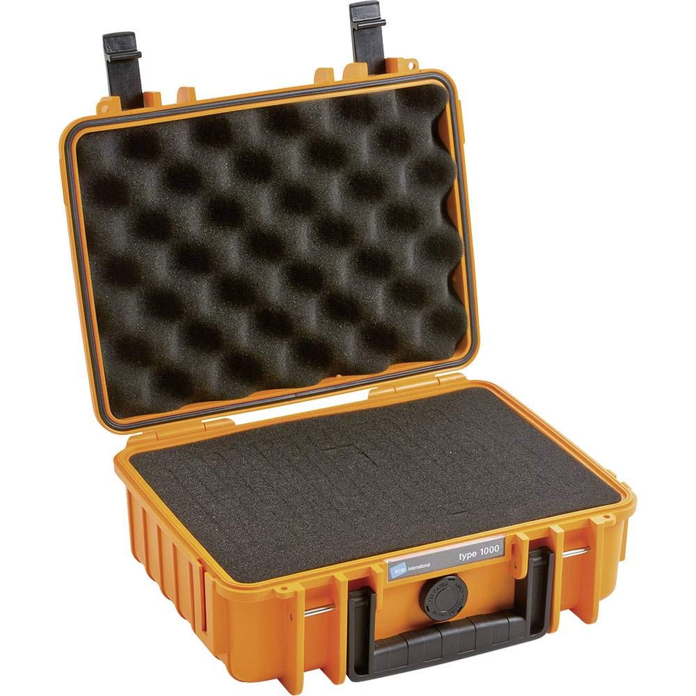 B&W International multi-purpose case Outdoor 1000 (PP.41) orange - with cube foam - waterproof (IP67), dustproof, impact-resistant, extremely robust - 1000/O/SI