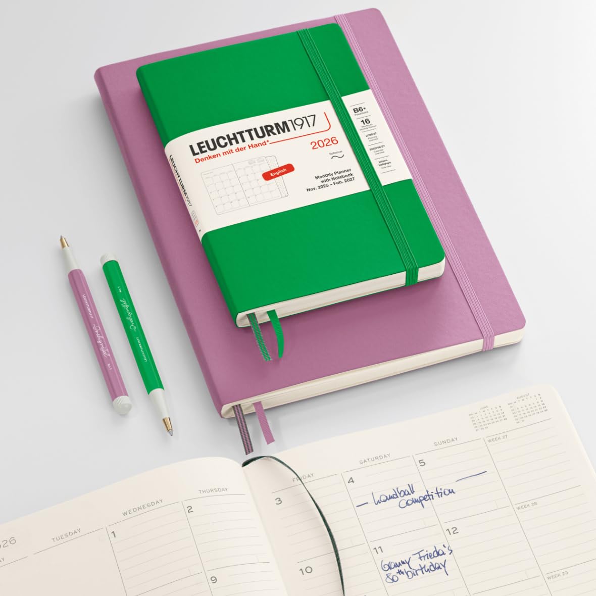 LEUCHTTURM1917 372784 Monthly Planner & Notebook Composition (B5) 2026, 16 Months, Softcover, Black, English