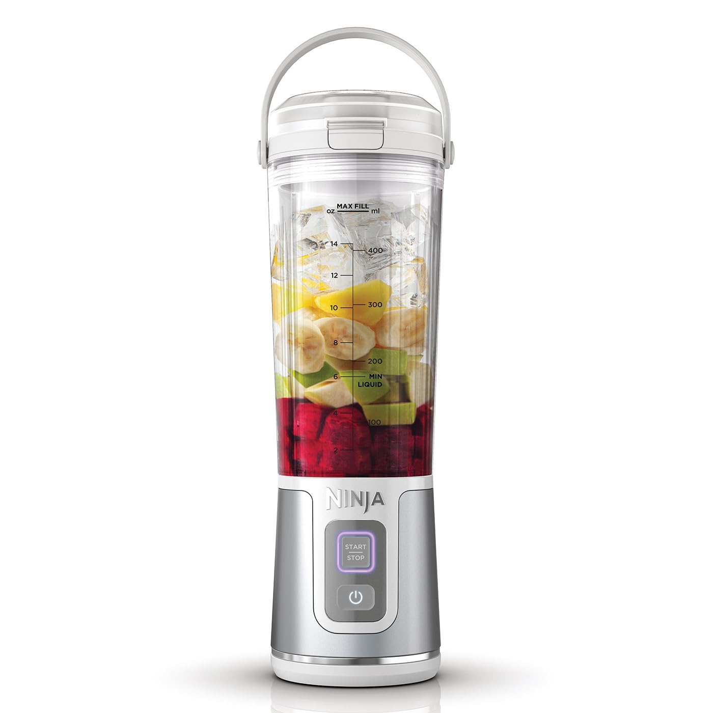 Ninja Blast Portable Mixer/Blender/Smoothie Maker, 530ml Cup, Leak-Proof Lid, Powerful Mini Stand Mixer, Cordless & Rechargeable, Crushes Ice & Fruit, White, BC151EUWH
