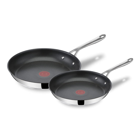 Tefal Jamie Oliver Cook's Direct On pan set 24/28 cm, induction frying pan, non-stick, oven-safe, suitable for all types of stoves, riveted handle, E304S244