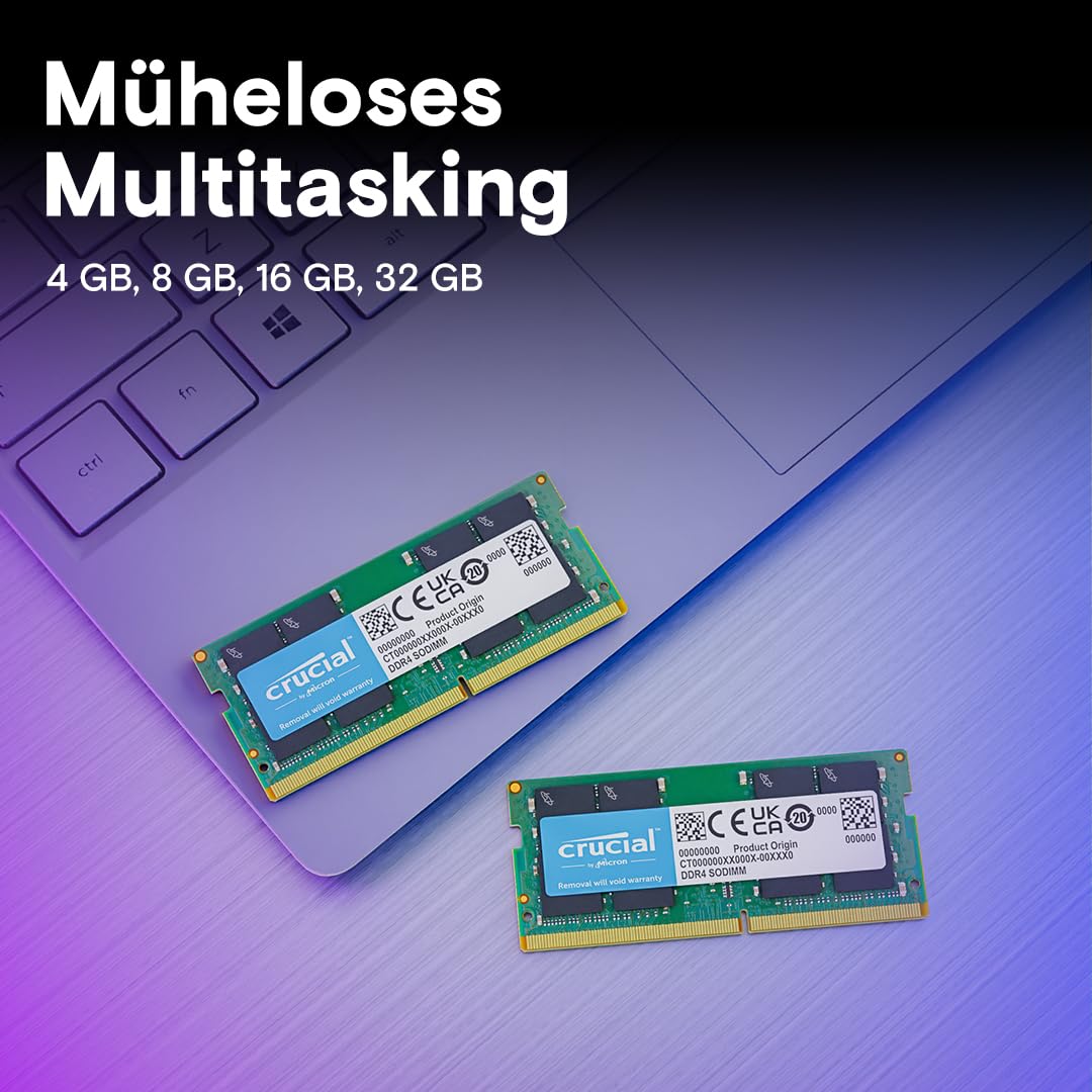 Crucial DDR4 RAM 16GB 3200MHz SODIMM CL22, memory for laptop/notebook, mini PC (also 2933MHz / 2666MHz) - CT16G4SFRA32A