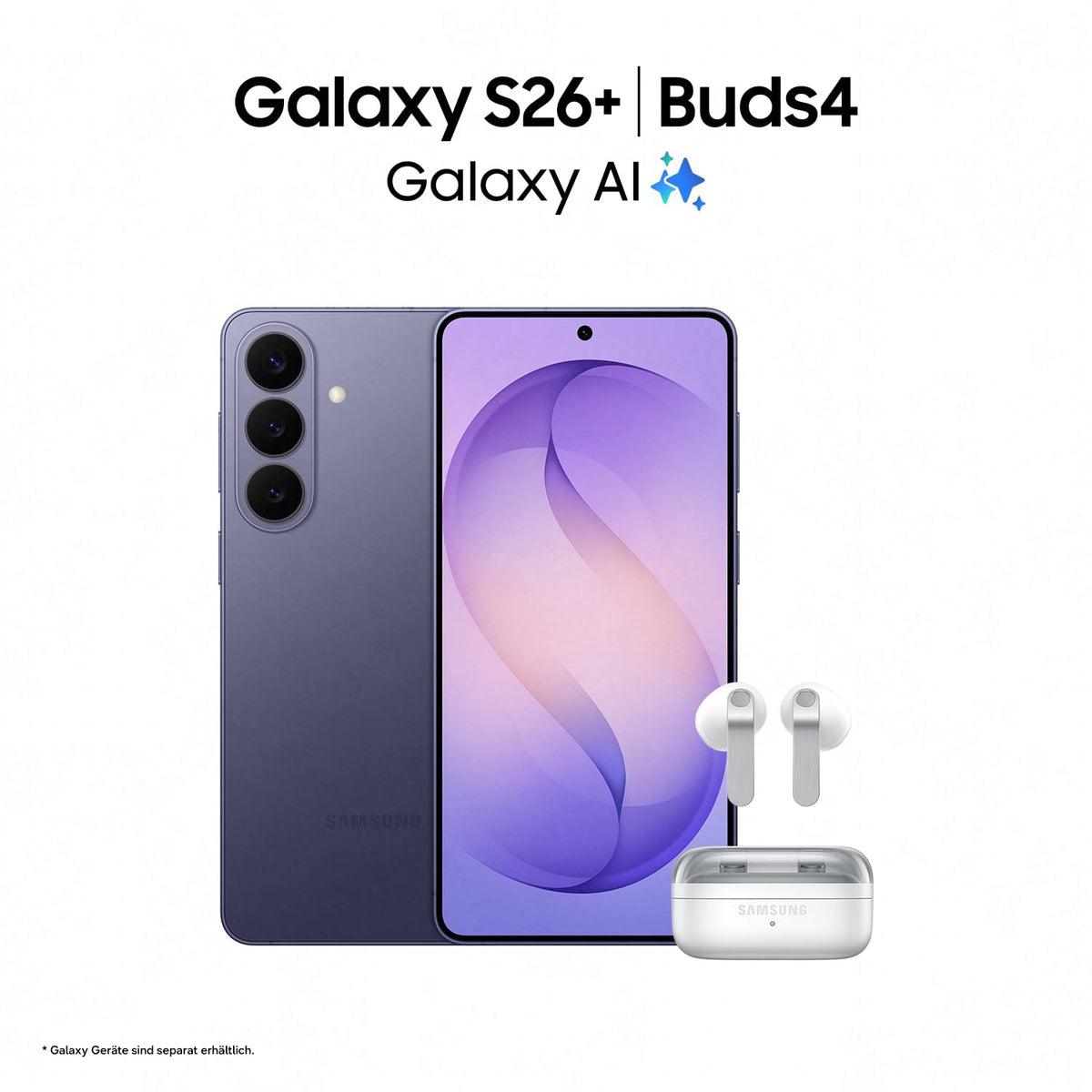 Samsung Galaxy S26+ AI Smartphone with Galaxy AI, No Contract, Android Phone, 12 GB RAM, 256 GB Storage, AP Processor, 50 MP, Cobalt Violet, 3 Years Manufacturer Warranty [Exclusive on Amazon] - F-MS947BZVDAMZ