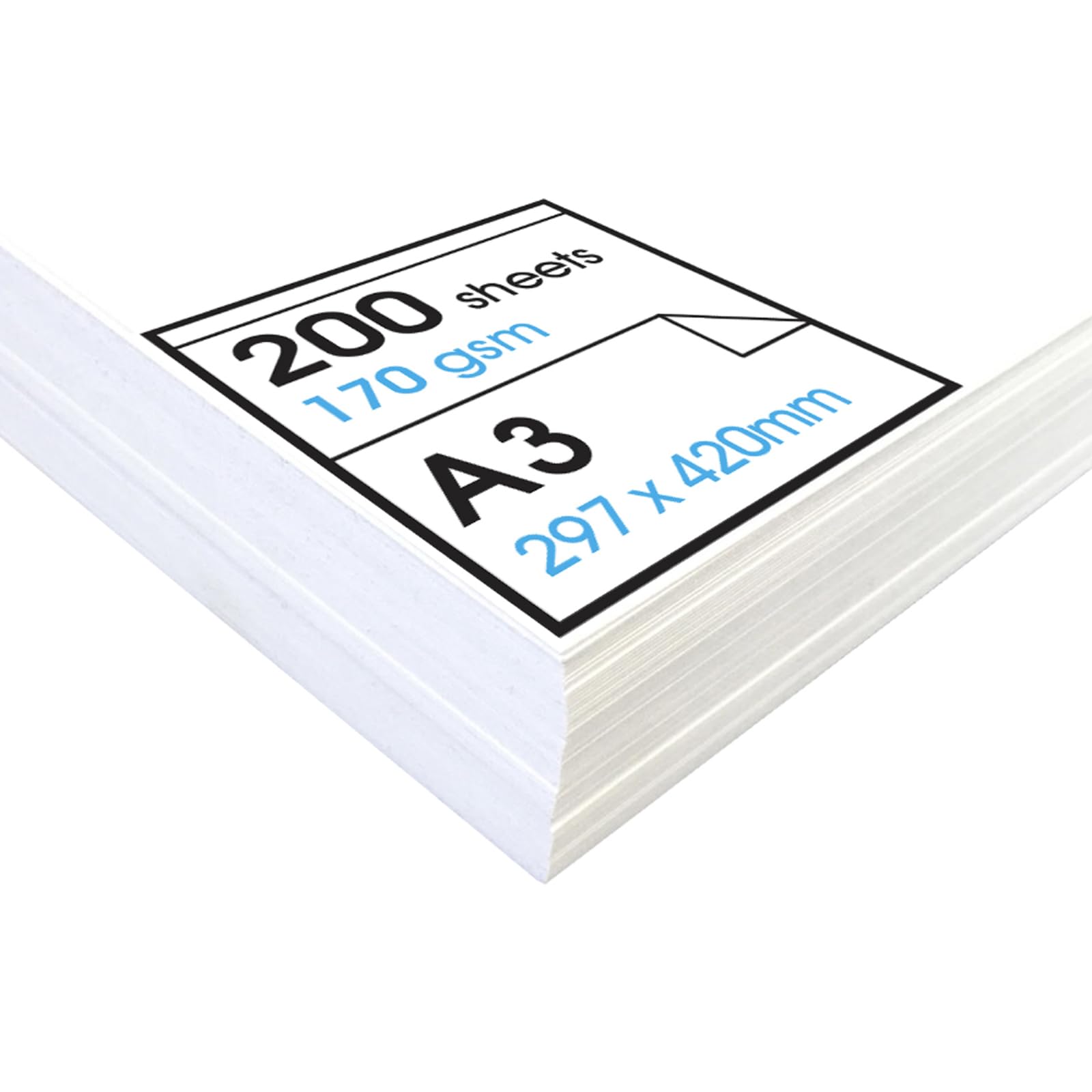 Artway Studio - A3 cartridge paper for drawing - ideal for dry art applications - 170gsm - A3 (200 sheets), white