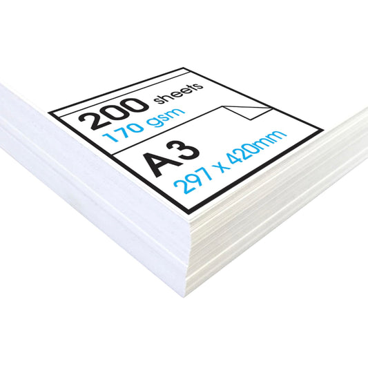 Artway Studio - A3 cartridge paper for drawing - ideal for dry art applications - 170gsm - A3 (200 sheets), white