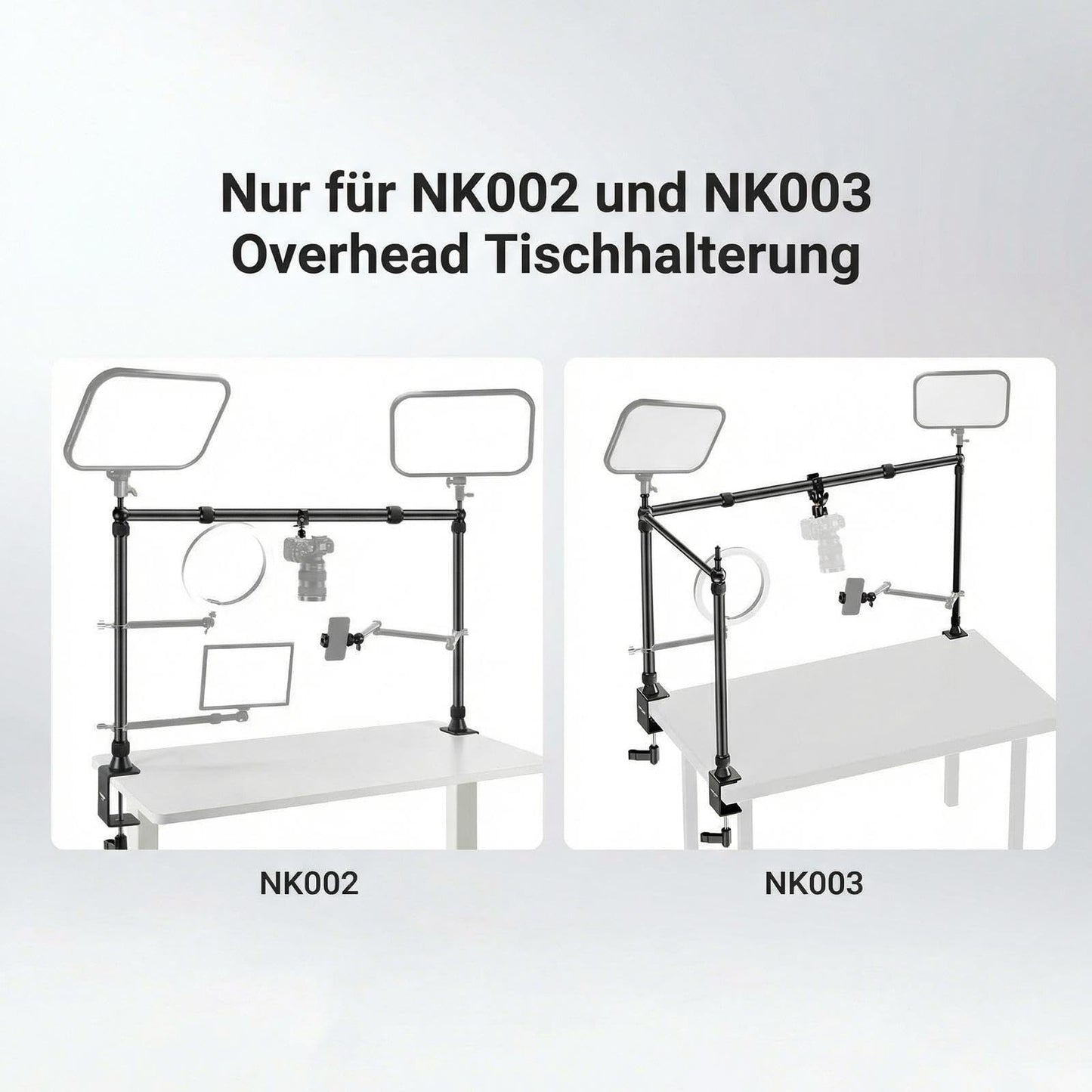 NEEWER 85-150cm Horizontal Boom Arm only for NEEWER NK002 NK003 Overhead Table Camera Mount Rig Webcam Stand, Telescopic Cross Arm for Mobile Phone Holder LED Light Video Recording Streaming, NK009