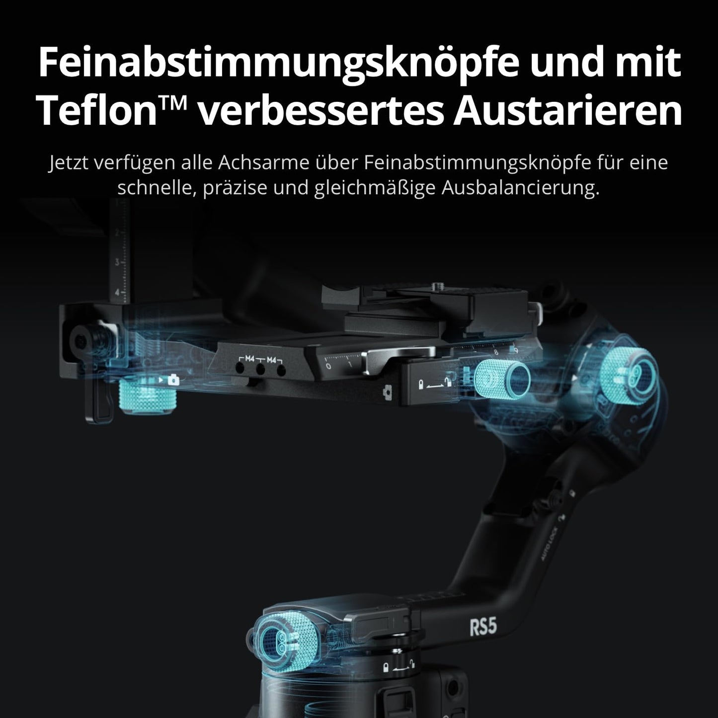 DJI RS 5, Gimbal Stabilizer for Canon, Sony, Panasonic, Nikon, Fujifilm Cameras, Fine Tuning Knobs, 2nd Generation Automatic Axis Locks, Quick Release Tripod, New Z-Axis Display - P15C