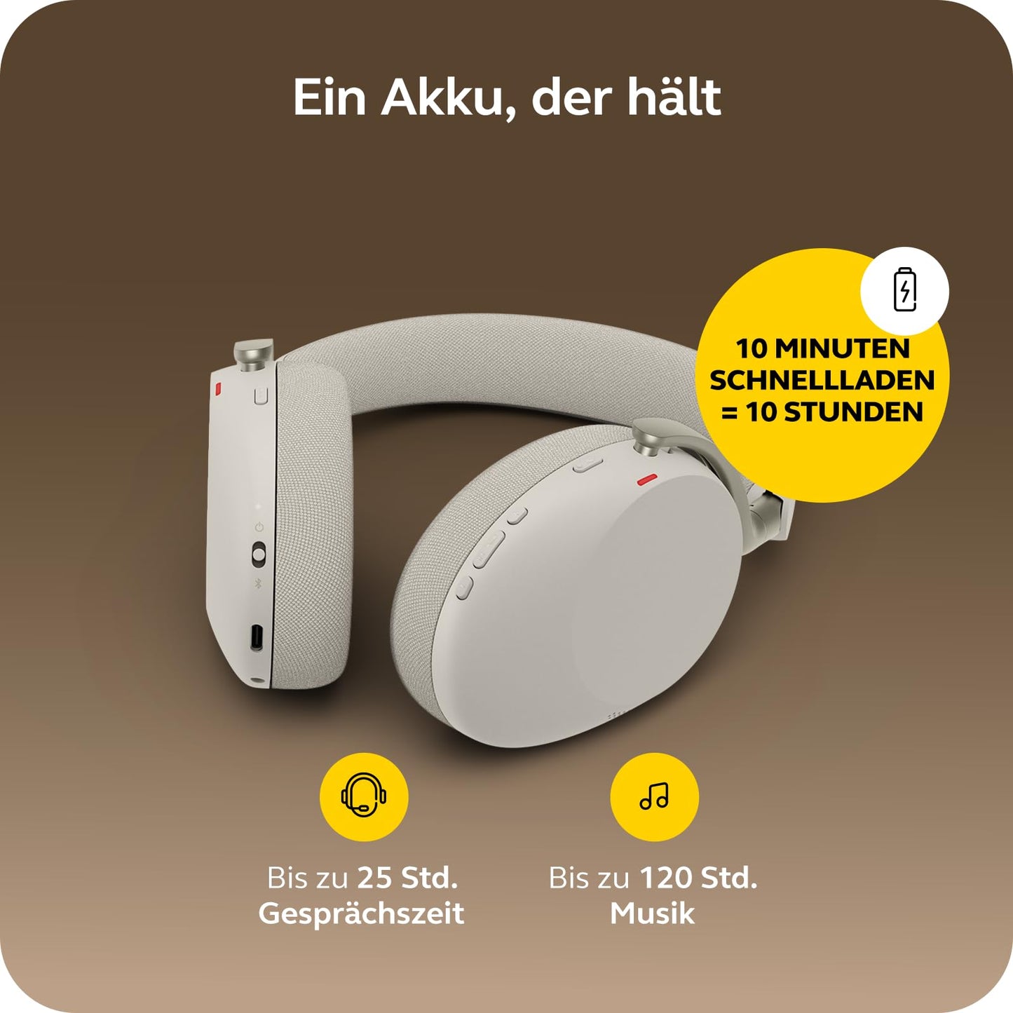 Jabra Evolve3 85 over-ear Bluetooth headset wireless with microphone for office, USB-C, AI voice call, adaptive active noise cancellation, 25h battery, MS Teams certified, warm gray - 38599-999-898