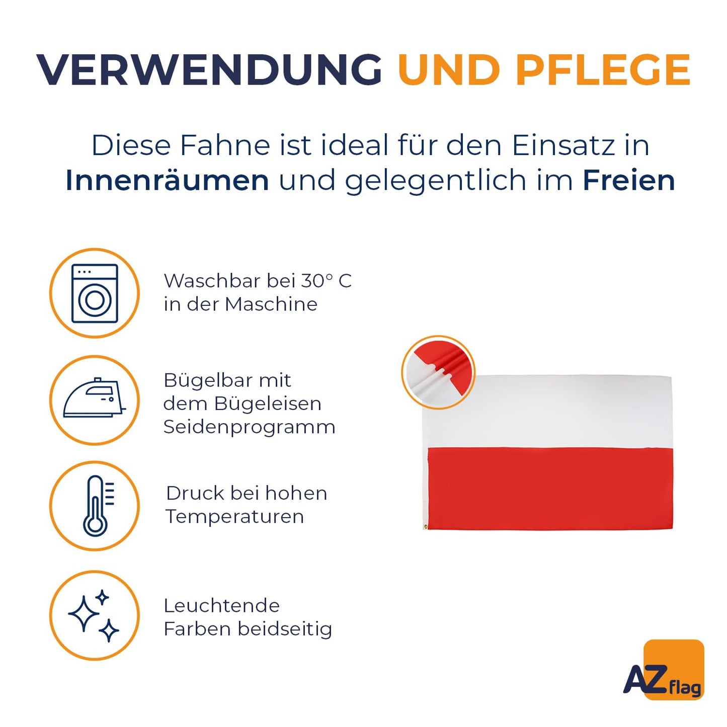 AZ FLAG - Poland Flag - 250x150 cm - Large Polish Flag 100% Polyester with Brass Eyelets - 300g - K_163