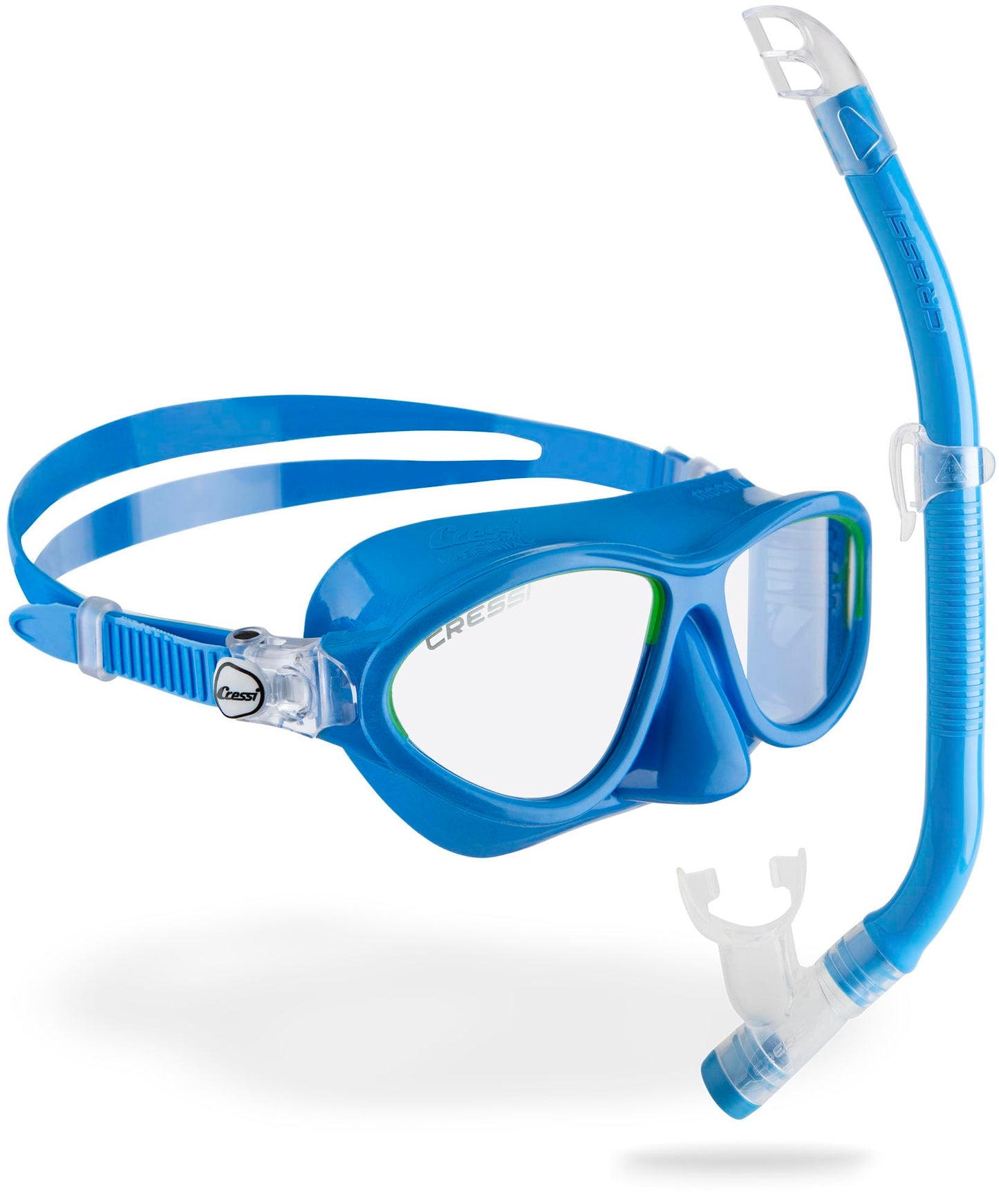 Cressi Moon Swimming Goggles Children 7 to 15 Years - Diving Goggles - Shatterproof Lenses, Secure Fit & Adjustable Buckles - Diving Goggles Children - Diving Masks - Light Blue/Lime - Combo Set - DM200720
