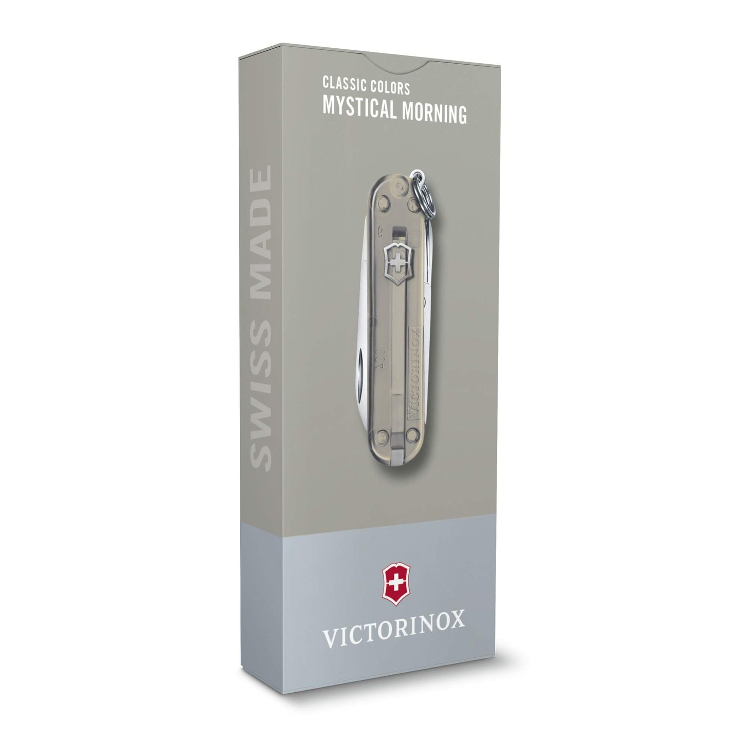 Victorinox Swiss Army Knife, Small, Classic SD, Multitool, Swiss Army Knife, Gift, 7 Functions, Blade, Nail File, Gray Transparent - 0.6223.xxxG