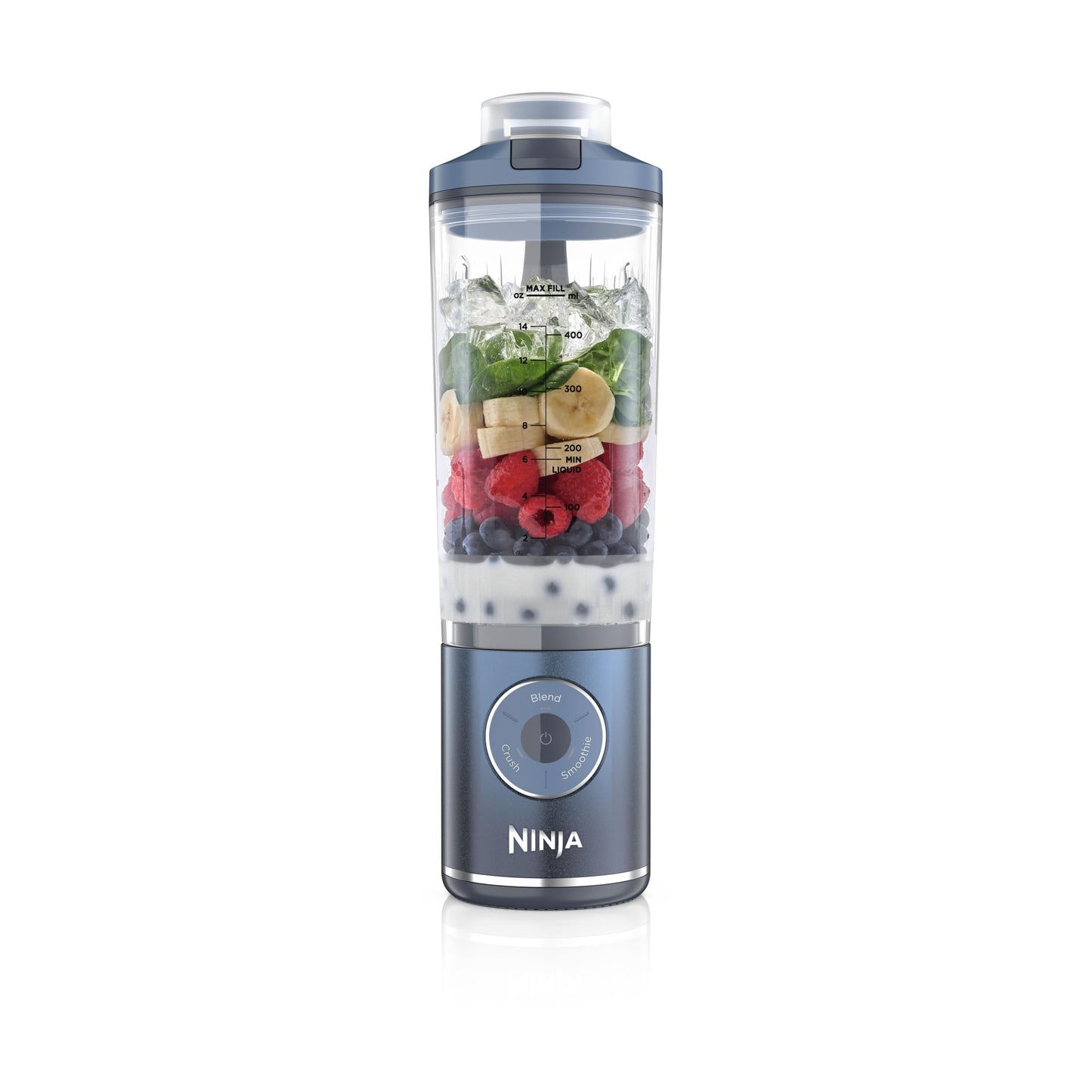 Ninja Blast Max Portable Blender/Smoothie Maker, 570ml, Rechargeable, Blending Cup & Leakproof Lid, 3 Functions, Smoothies, Protein Shakes, Navy BC251EUNV