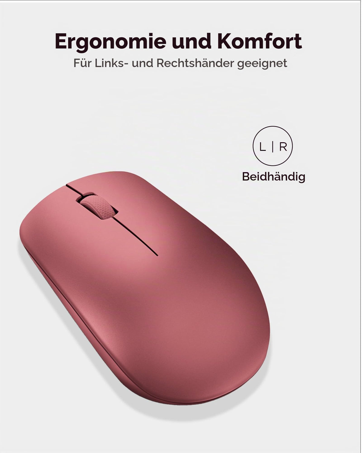 Lenovo 530 Mouse Wireless, design ambidextru, conexiune Nano-USB, compatibil cu laptopuri și PC-uri Windows, roșu cires - GY50Z18990