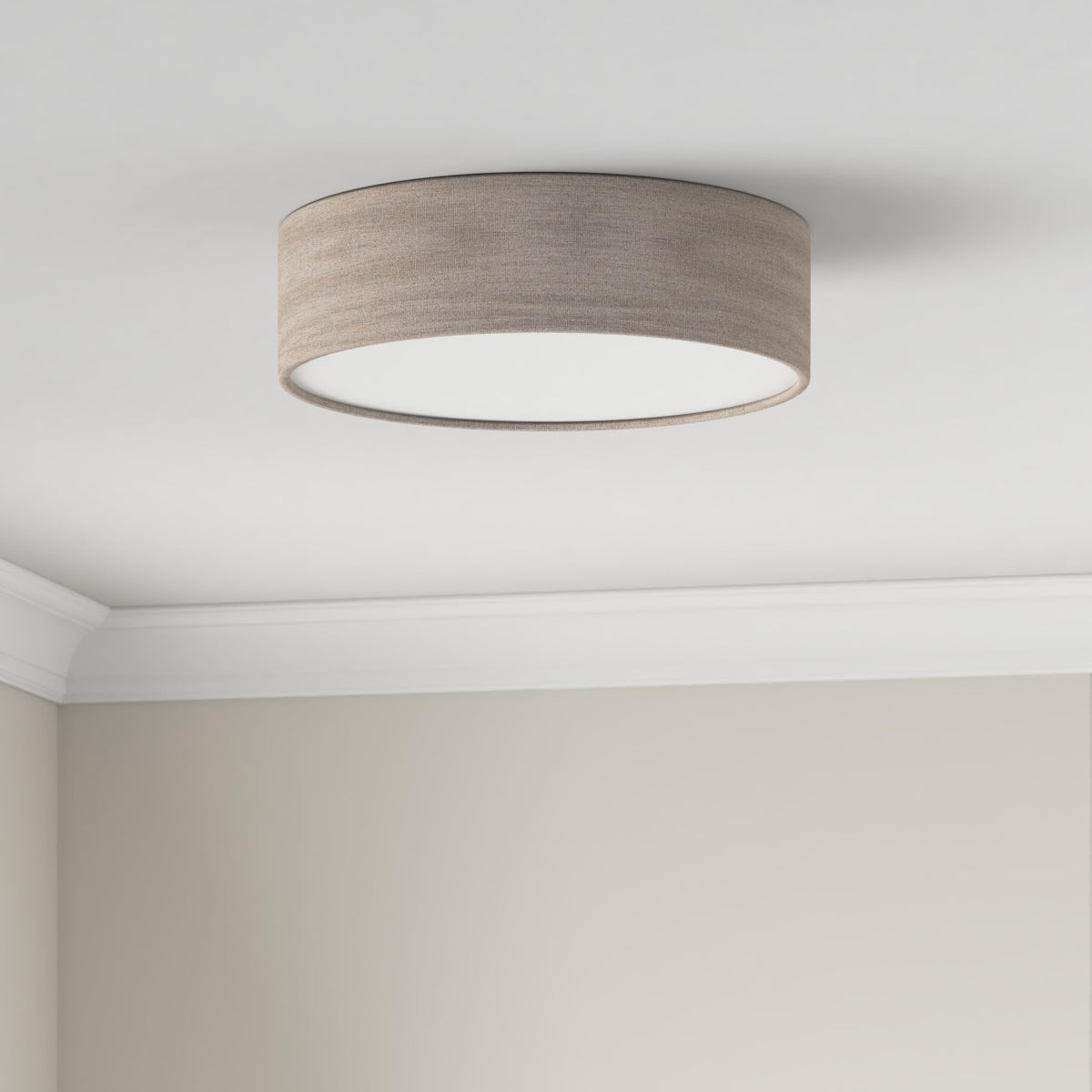 REV ceiling lamp LED - 40cm, fabric lampshade in a vintage look, taupe - 2900025040