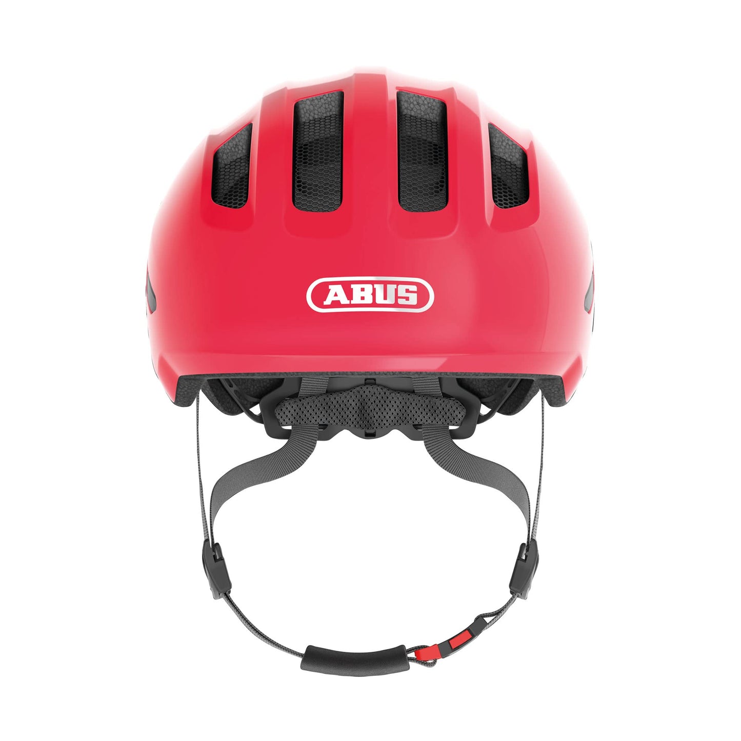 ABUS children's helmet Smiley 3.0 - bicycle helmet with a deep fit, child-friendly designs and space for a braid - for girls and boys - shiny red, size S - 67273