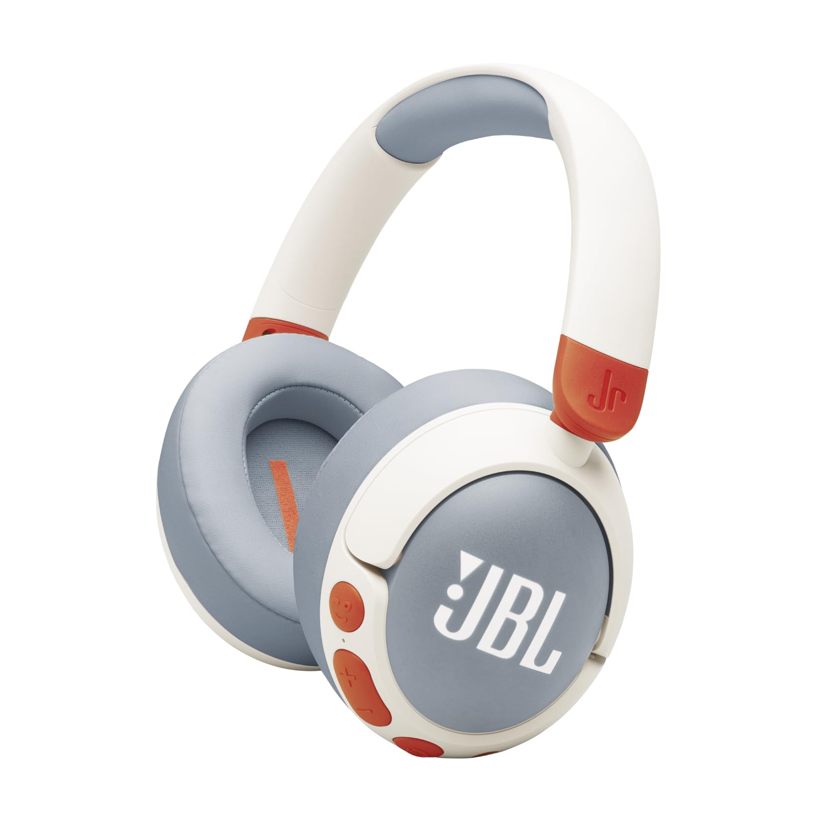 JBL Junior 470 NC, wireless over-ear Bluetooth headphones with active noise canceling for children, microphone, 50 h playback, JBL Safe Sound, low volume, simple operation and stickers, white - JBLJR470NCWHT