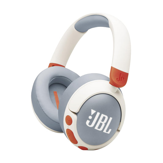 JBL Junior 470 NC, wireless over-ear Bluetooth headphones with active noise canceling for children, microphone, 50 h playback, JBL Safe Sound, low volume, simple operation and stickers, white - JBLJR470NCWHT