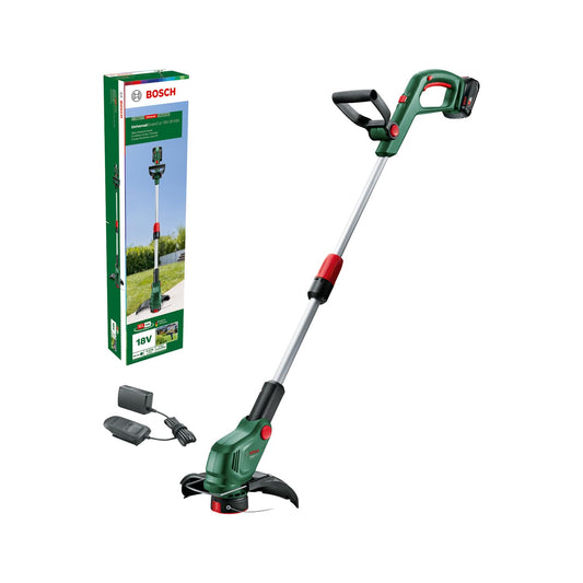 Bosch cordless grass trimmer UniversalGrassCut 18V-26-500 (for grass trimming and edge cutting; charging time: 65 min; cutting circle diameter: 26 cm; 18-volt system; with 2.0 Ah battery and charger) - 06008C1F00