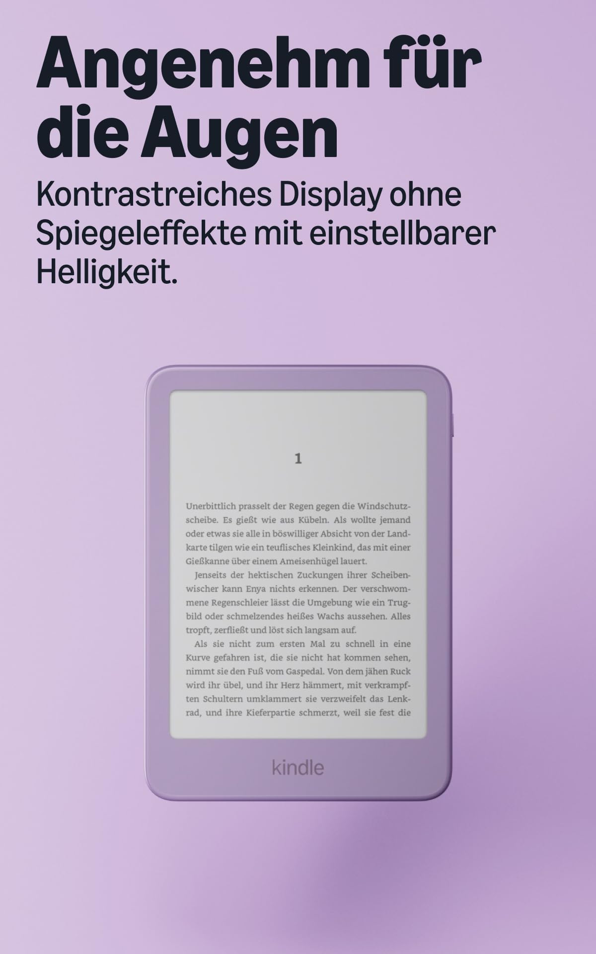 Amazon Kindle 16 GB (Latest Generation), now thinner, lighter, and faster, 6-inch display, with ads - Bright Purple - Z8PC57