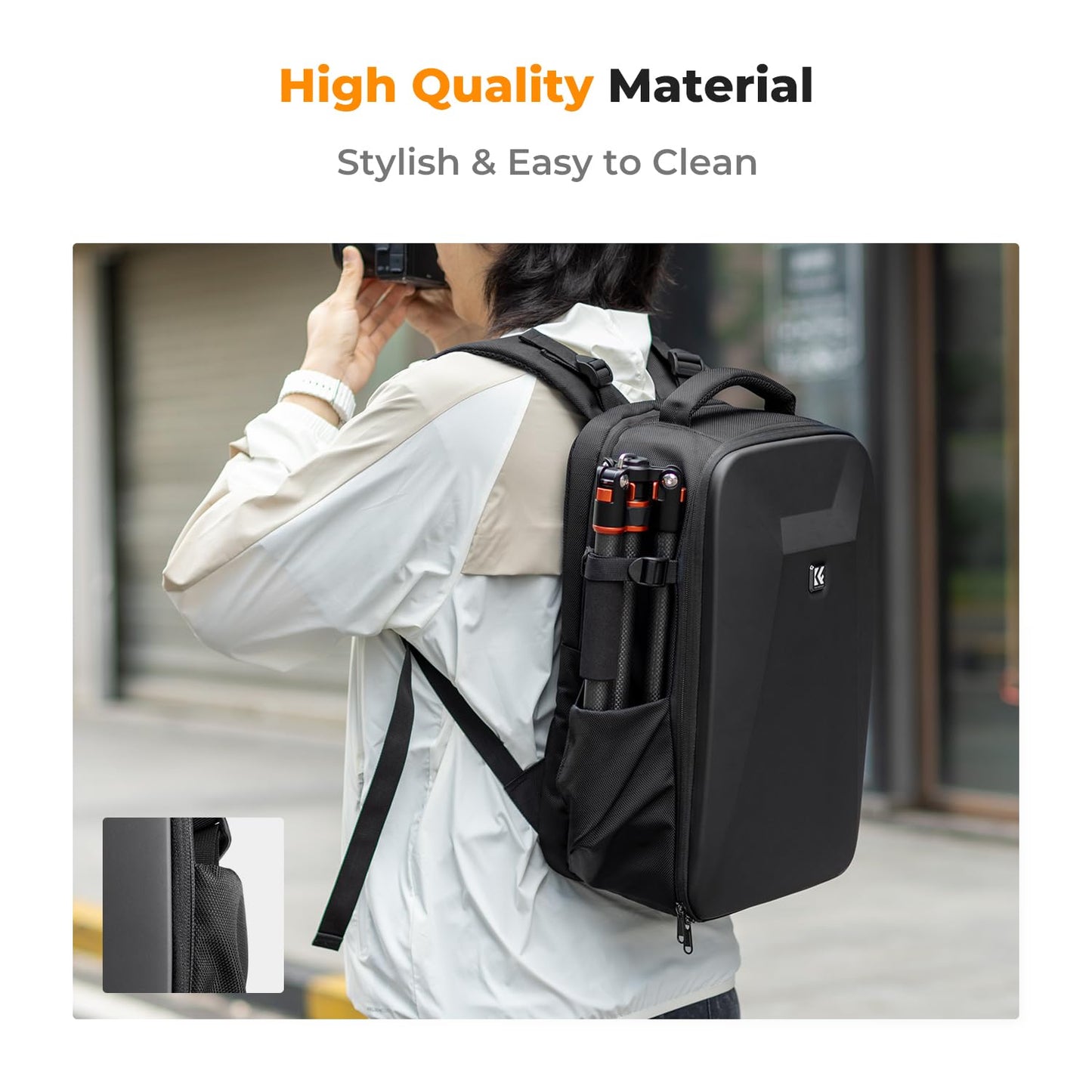 K&F CONCEPT camera backpack photo backpack with hard shell camera bag with 15.6 inch laptop compartment and rain cover, backpack for drones - KF13.134