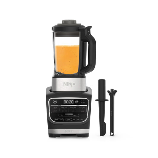 Ninja Foodi Mixer & Suppenbereiter, 10 programe Auto-iQ, recipient din sticlă de 1,7L, blender pentru preparate calde și reci, element de încălzire integrat, zdrobitor, program de curățare și perie, 1000W, negru HB150EU