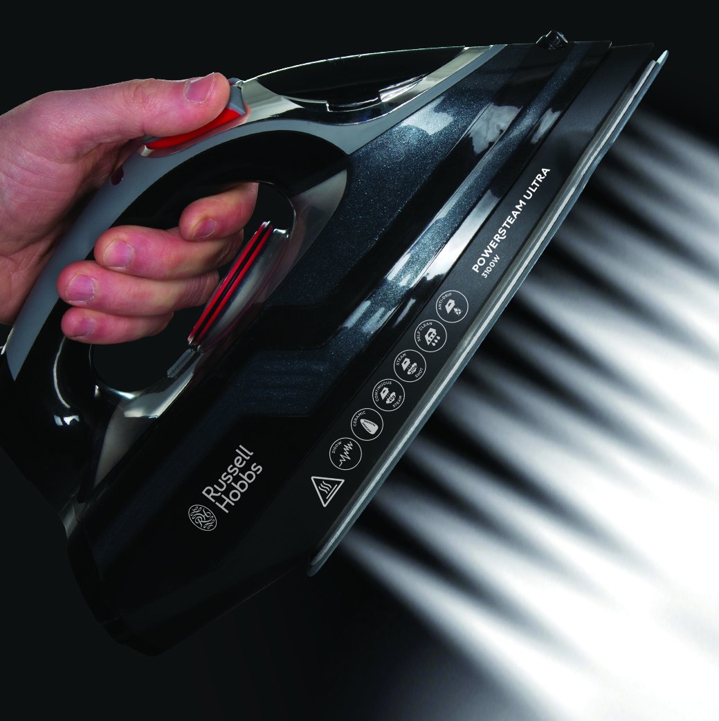 Russell Hobbs steam iron [3100W, 210 g extra steam burst] iron power (350ml water tank, ceramic soleplate, self-cleaning & spray water function, anti-limescale & drip stop, 70g/min) 20630-56