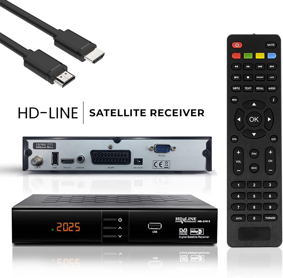 Receptor de satelit Hd-line 310 Receptor digital DVBS-S2 Full HD Receptor de satelit pentru HDTV Receptor de satelit TV HDMI - hd-310pvr