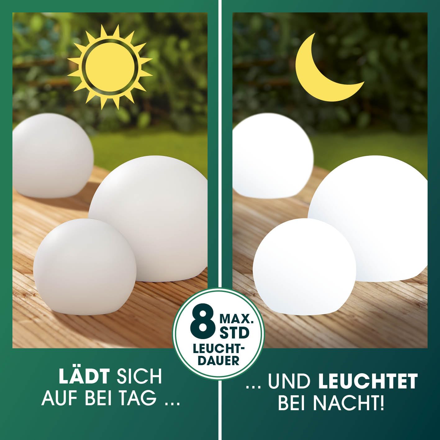 EASYmaxx LED solar light with remote control | 3 cold white lights - balls with solar operation & color changing | dimmable brightness levels, 12 colors & 5 light modes | including ground spike & insulation sensor - Solar-LED