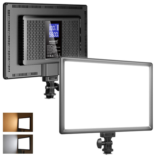 Lumină video panou LED NEEWER 192, 20 W ultra subțire bicoloră reglabilă cameră DSLR lumină moale, 8000 mAh baterie cu litiu încorporată, 3200-5600K CRI97+, iluminare cheie pentru înregistrarea fotografiei în studio în flux - NL-192AI
