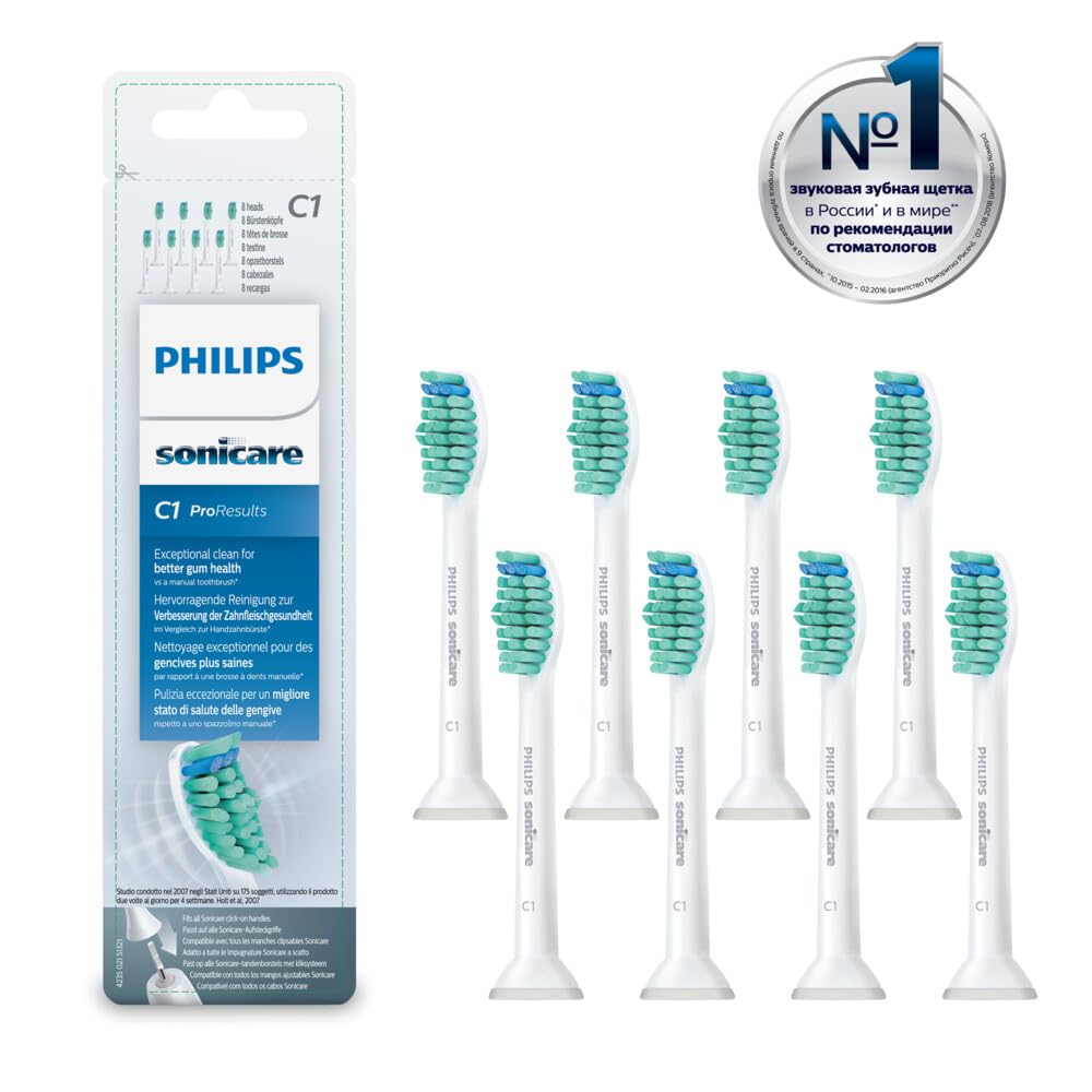 Philips Sonicare Original ProResults Standard capete de periuță sonică - pachet de 8 în alb (model HX6018/07)