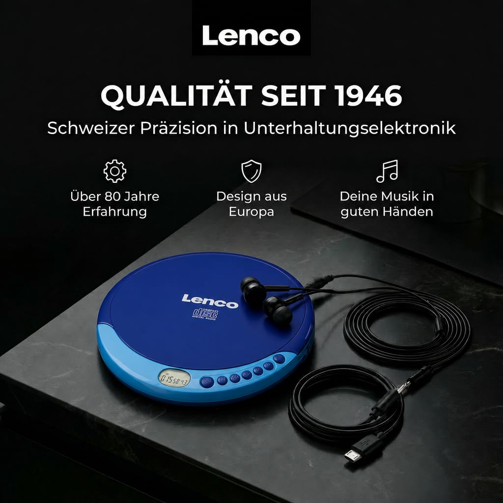 Lenco CD-011BU - CD player - Also for children - Discman - Portable