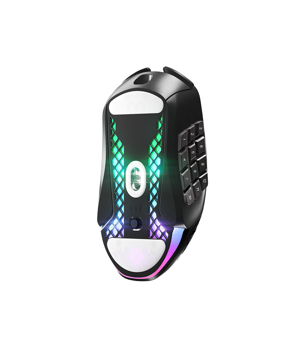 SteelSeries Aerox 9 Wireless - Mouse de gaming RGB cu deschideri în suprafață - Design ultra-ușor, rezistent la apă - 18 butoane - Bluetooth/2,4 GHz - Senzor optic TrueMove Air cu 18.000 DPI - 62618
