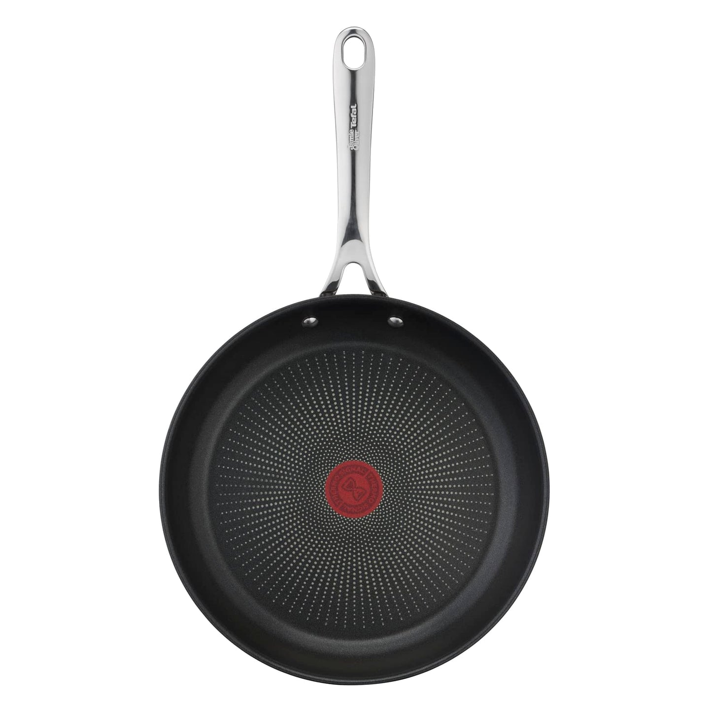 Tefal Jamie Oliver Cook's Direct On frying pan 28 cm, stainless steel pan induction, titanium non-stick coating, thermal signal, oven safe, stainless steel, riveted handle, E3040644