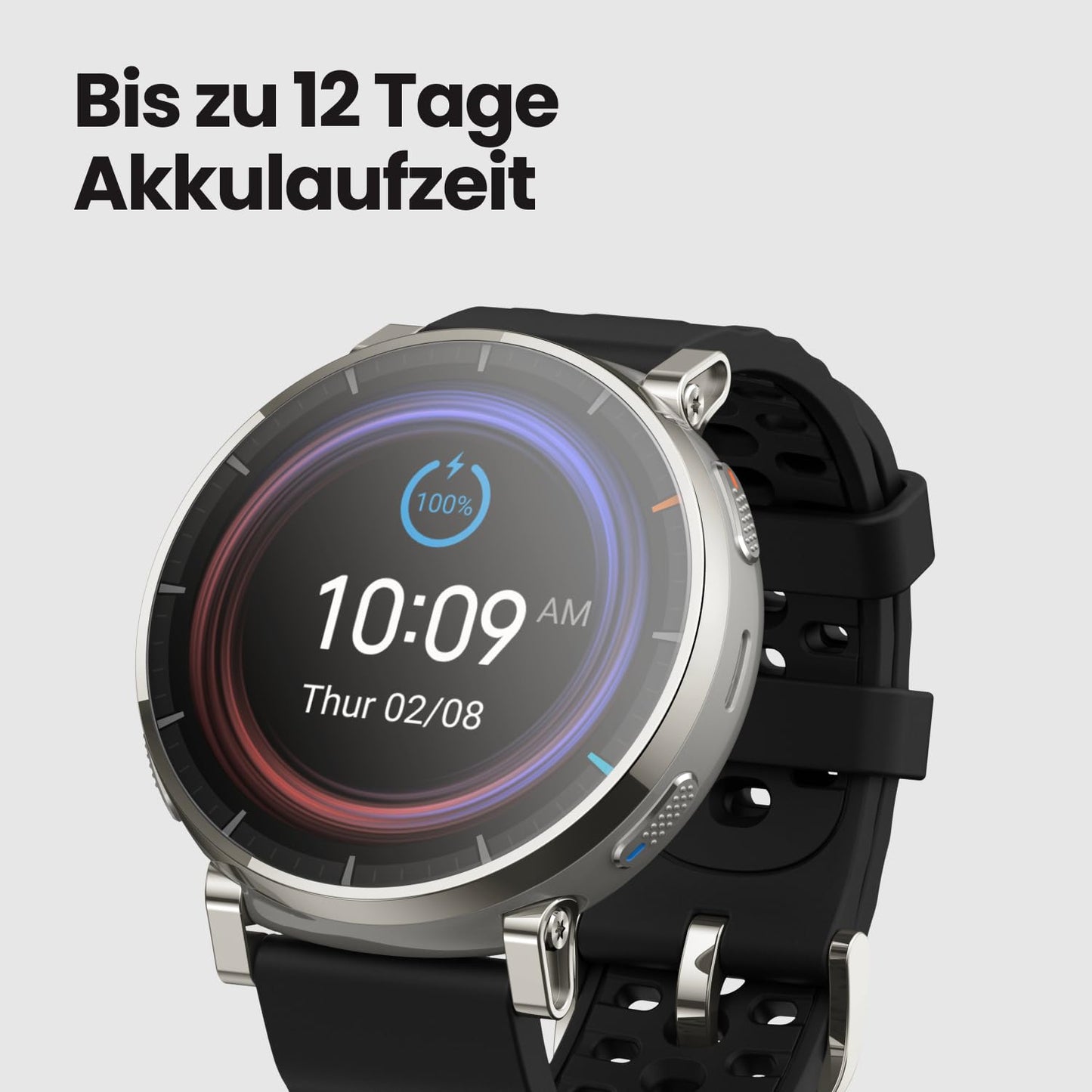 Amazfit Active 3 Premium 45mm GPS Running Smartwatch, 1.32" AMOLED Sapphire Display, 12 Day Battery, 4GB, NFC, Offline Maps, 170+ Training Modes, 5 ATM, Heart Rate & Fitness Tracker for Android & iPhone - A2558