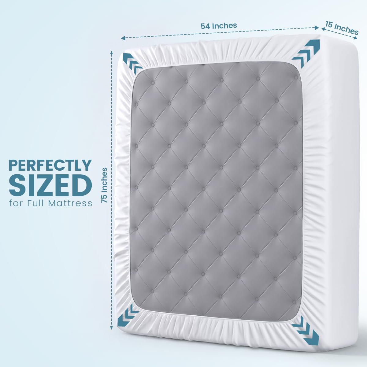 Utopia Bedding mattress protector 137 x 191 x 38 cm waterproof, Oeko-TEX certified mattress topper, breathable, mattress protector, all-round elastic white - UB0048