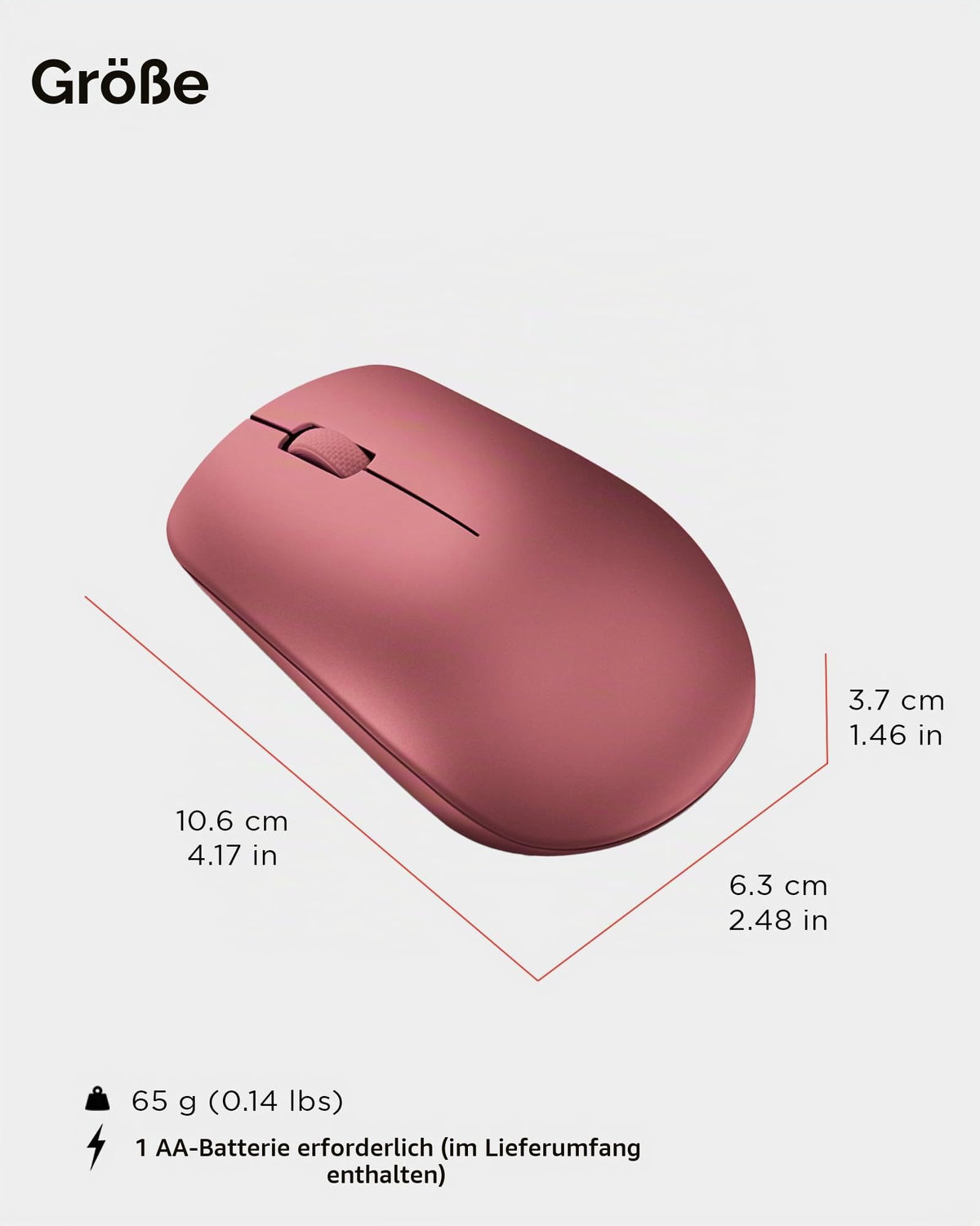 Lenovo 530 Mouse Wireless, design ambidextru, conexiune Nano-USB, compatibil cu laptopuri și PC-uri Windows, roșu cires - GY50Z18990