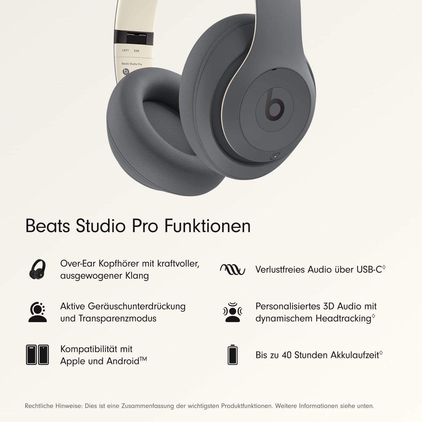 Beats Studio Pro - Completely Wireless Bluetooth Noise Canceling Headphones - Personalized 3D Audio, Apple & Android Compatibility - Sand Gray - ME2F4ZM/A
