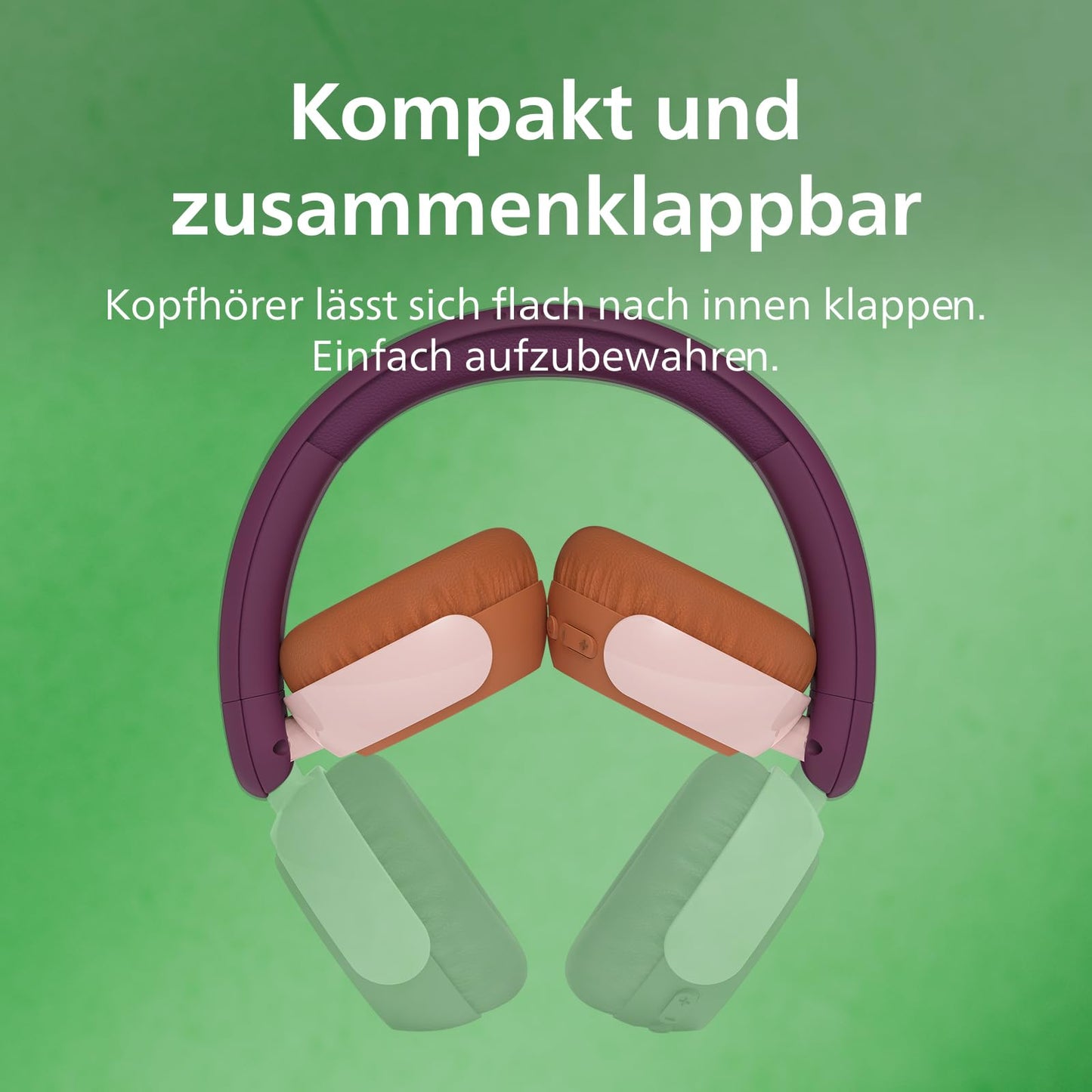 PHILIPS TAK4200MP 4200 Series Wireless Over-Ear Bluetooth Headphones for Kids, Foldable, 45H Playback, Volume Limited, Audio Sharing, with USB-C Cable - Magenta Purple - TAK4200MP/00