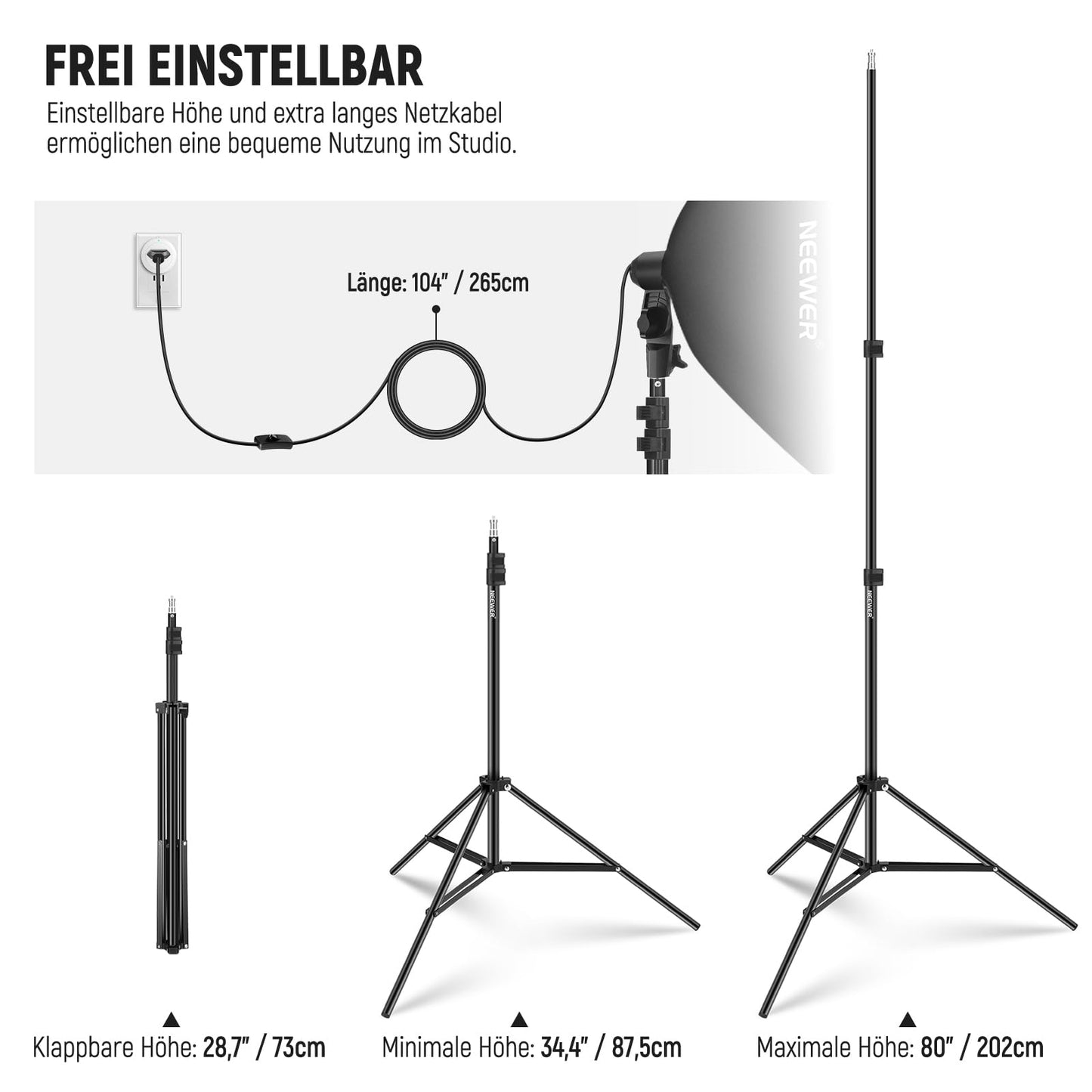 NEEWER RGB softbox lighting set with app control and 9 effect modes, 24W LED light bulb CRI93+ TLCI98+, E27 porcelain socket, 24" photo studio soft box, for studio photography video lighting, NK800 - 10104264