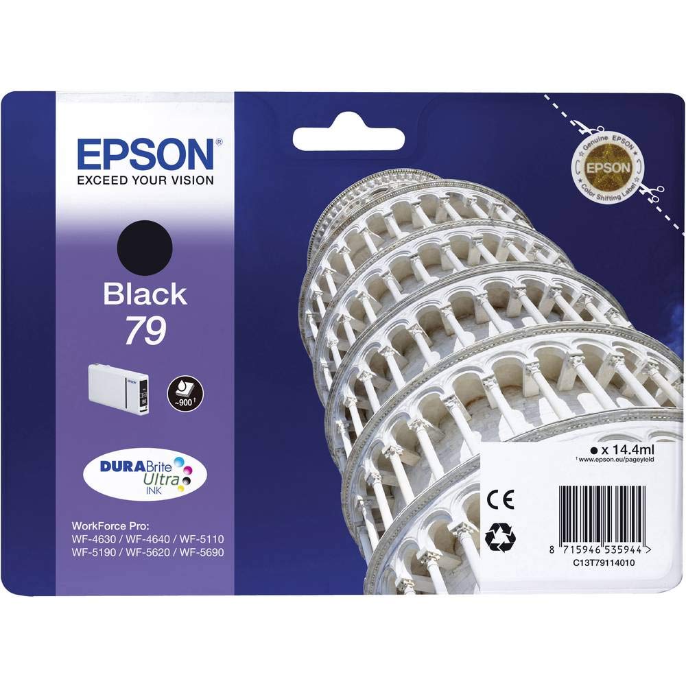 Cartuș de cerneală original Epson T79 pentru imprimantele Pisa, WF-4630DWF, WF-4640DTWF, WF-5110DW, WF-5190DW, WF-5620DWF, WF-5690DWF, (negru) - C13T79114010
