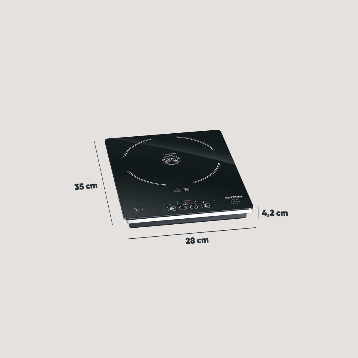 SEVERIN induction hotplate, for kitchen, office or camping, high-quality hotplate with infinitely variable temperature adjustment, camping stove with glass ceramic hob, black, 2,000 W, KP 1071
