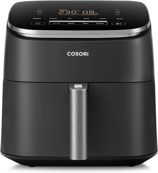 COSORI Turbo Blaze Air Fryer, 6 l, with 100% ceramic coating, 46% faster, exclusive DC motor, 30-230 °C, suitable for frying meat, complete cooking programs, 27 dB quiet. - CAF-DC601-C