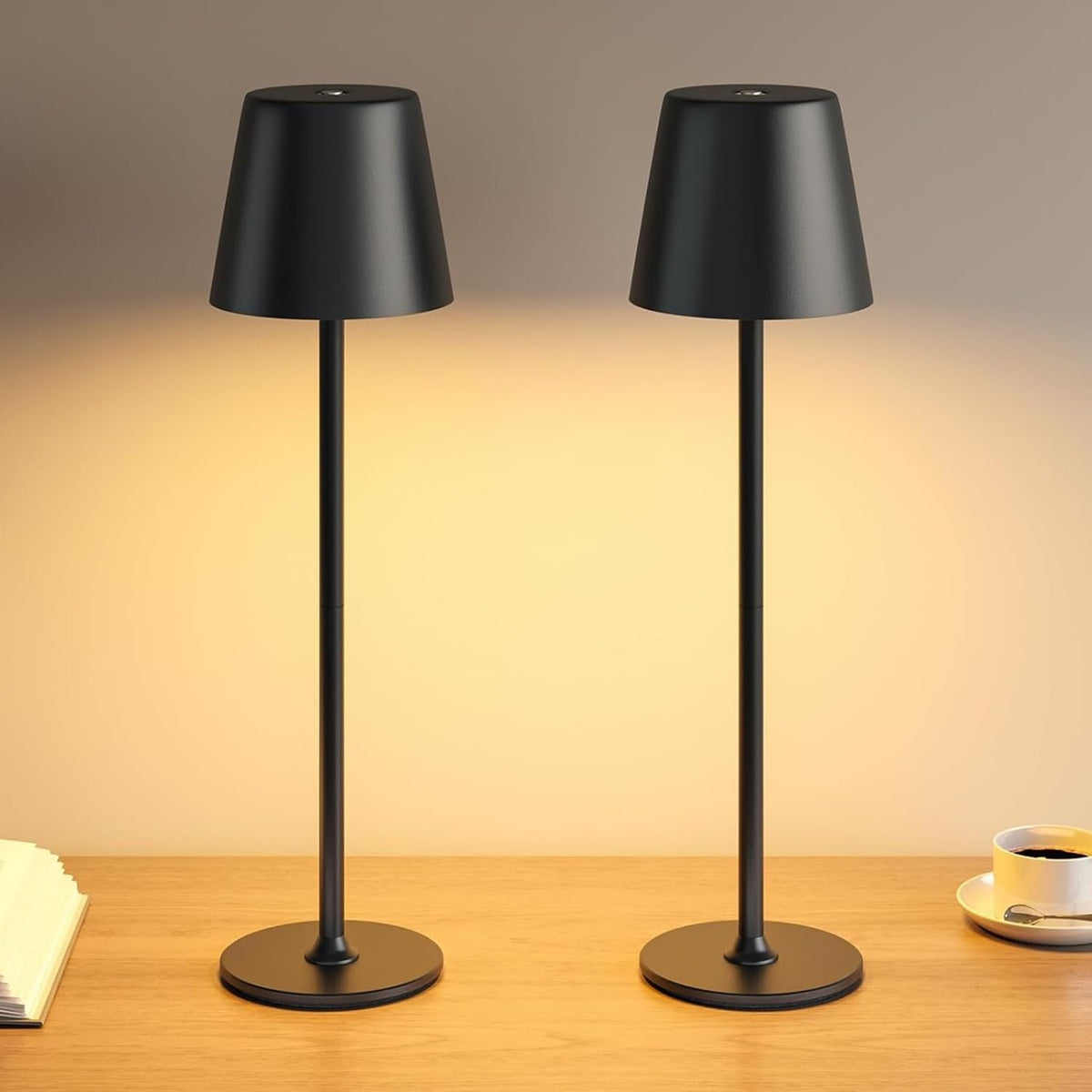 UPXNBOR LED Table Lamp Wireless 2-Piece Set, Metal Table Lamp for Outdoor & Indoor - UP-WSA