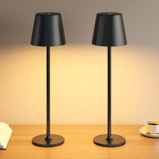 UPXNBOR LED Table Lamp Wireless 2-Piece Set, Metal Table Lamp for Outdoor & Indoor - UP-WSA