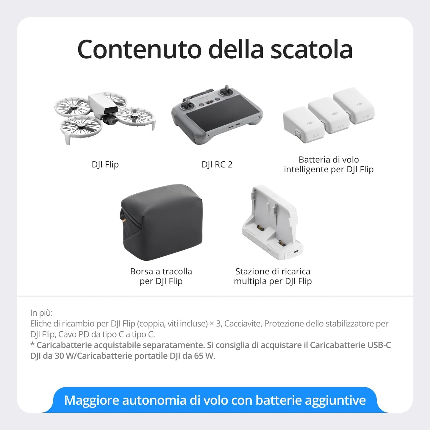 DJI Flip Fly More Combo (RC 2 remote control with screen) - mini drone with camera 4K, hand start, automatic return, intelligent flight, follow-me, 13 km HD transmission, 3 batteries for 93 minutes of flight time - 6941565992536
