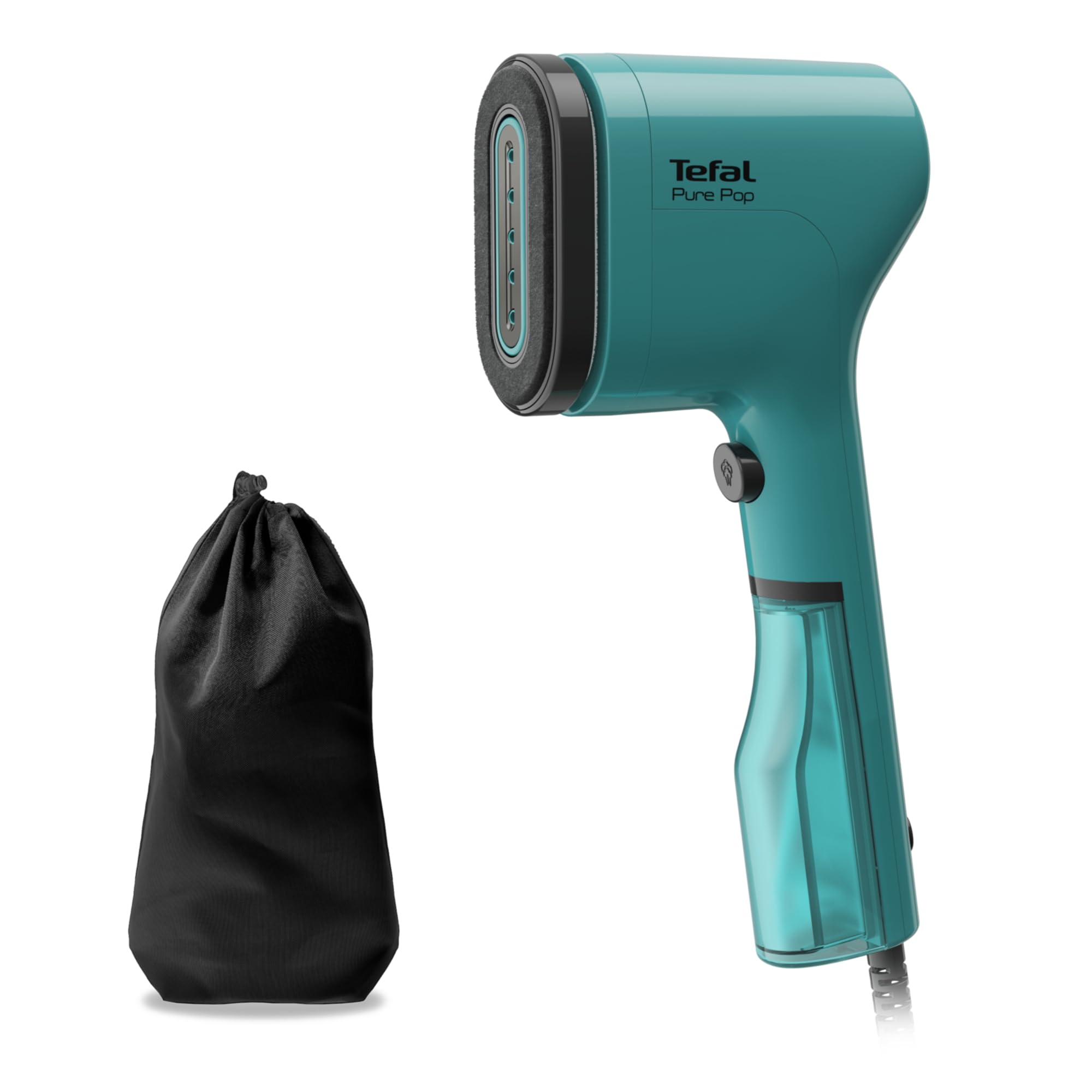 Tefal DT2024 Pure Pop Steam Brush | 1300W | 70ml water tank | removes up to 99.99% of viruses/bacteria/germs | quick heating | 20g/min continuous steam release | Petrol green/black