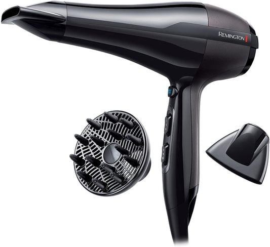 Remington Professional Hair Dryer Ionen Pro-Air (2300 W, 130 km/h, powerful & durable AC motor with true cold shot, 3 heat settings and 2 speed settings, two styling nozzles + diffuser), AC5999 - 45506560100