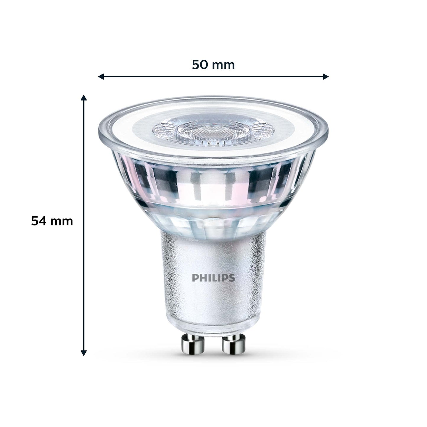 Philips Classic LED GU10 lamp, 50W, clear, neutral white, not dimmable, double pack, cool white - 929001218232