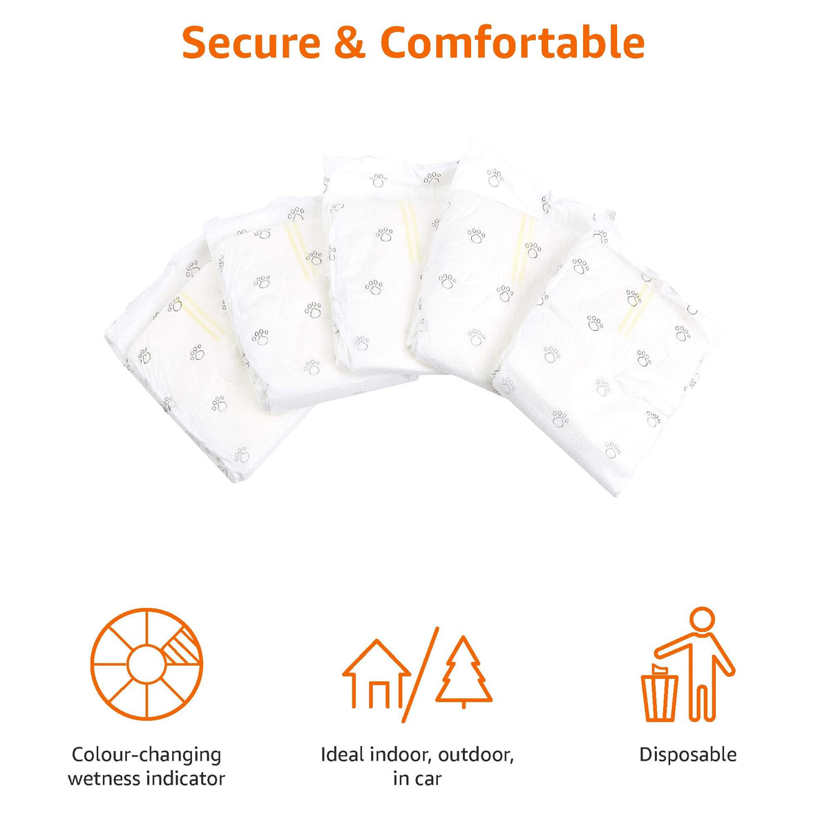 Amazon Basics Disposable Dog Diapers for Male Dogs, Size S, White, 50-Pack